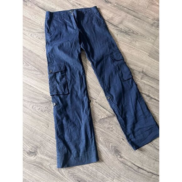 Theory Women’s Linen Blend Cargo Straight leg Pants size 4 - Picture 2 of 8